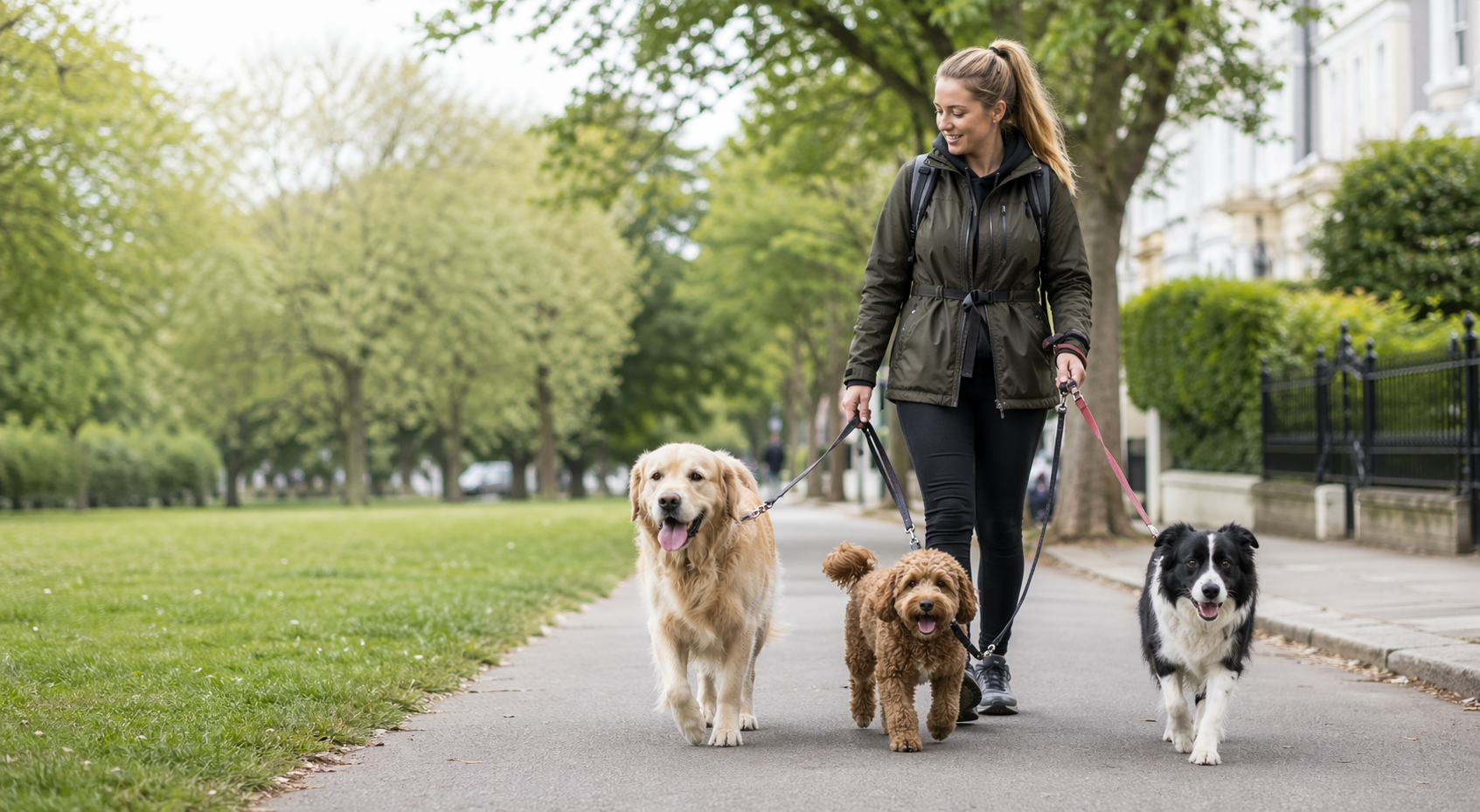 Happy family with their dog