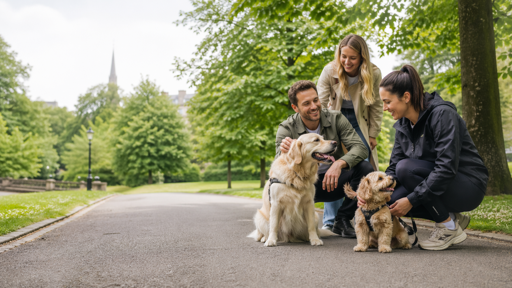 Dog sitting at home with a pet sitter