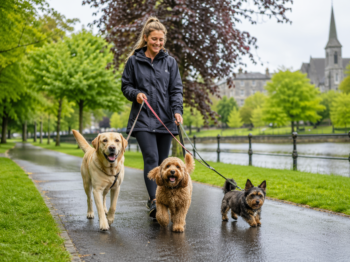 Dog walker in the park